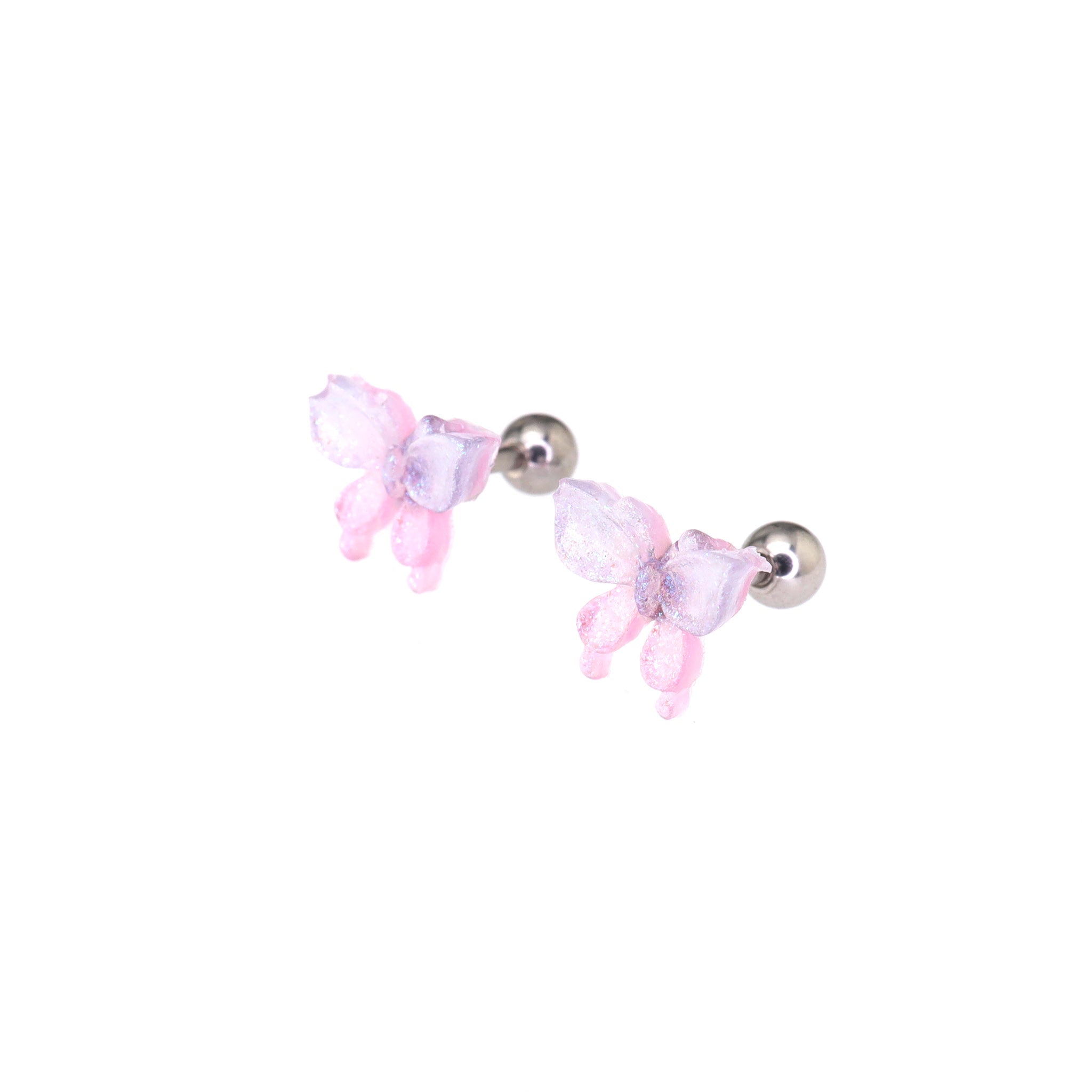 Resin Glitter Gradient Butterfly Stainless Steel Ear Studs
