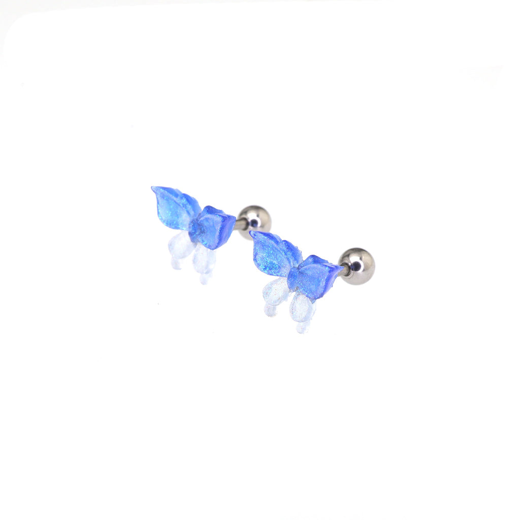 Resin Glitter Gradient Butterfly Stainless Steel Ear Studs