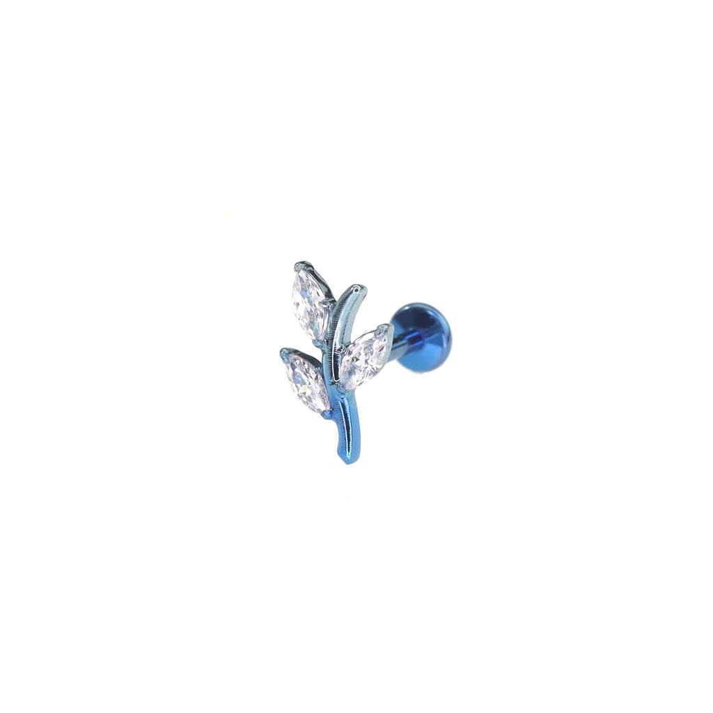 CZ Leaf Branch Titanium Ear Studs