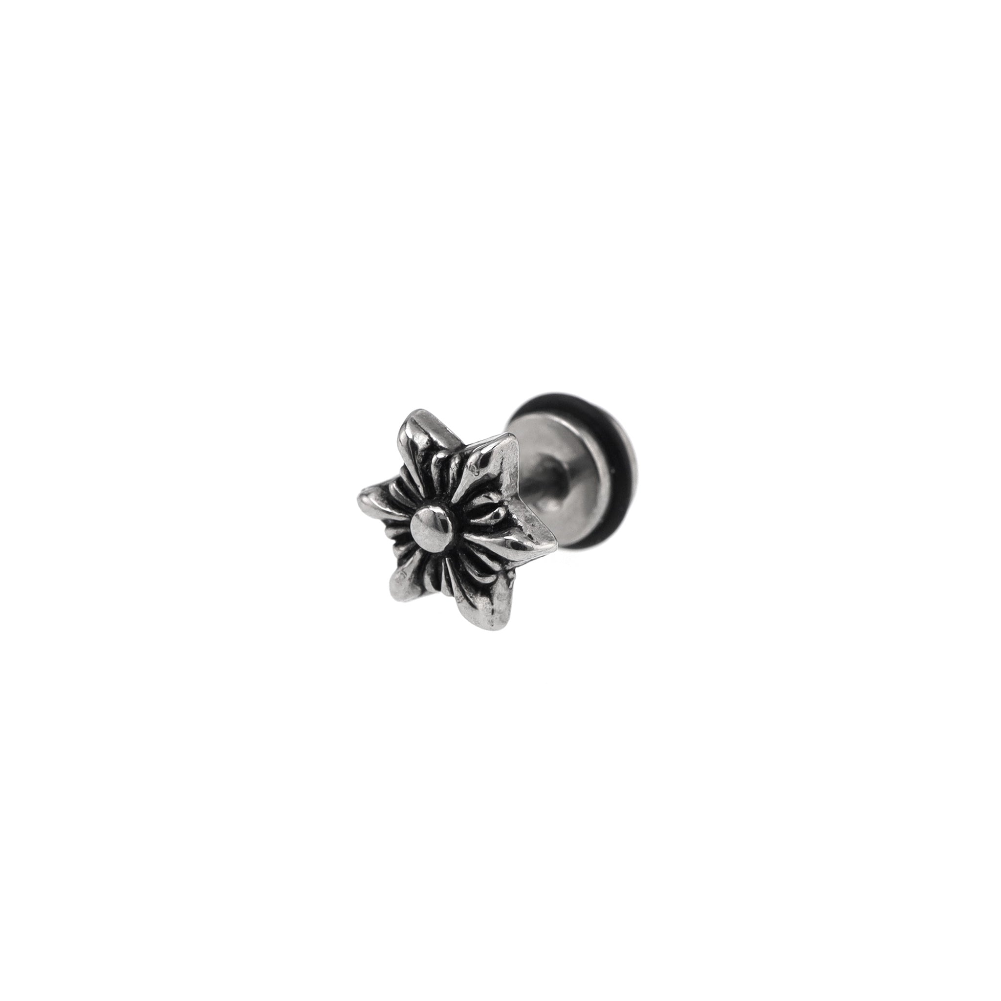 Engraved Snowflake Externally Threaded Stainless Steel Ear Studs