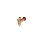 CZ Cross Internally Threaded Titanium Labret Stud