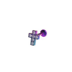 CZ Cross Internally Threaded Titanium Labret Stud
