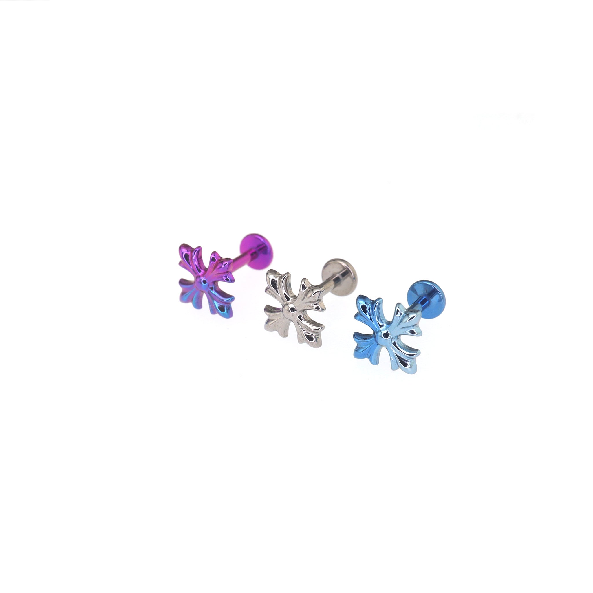 Engraved Chrome Hearts Style Cross Titanium Ear Studs