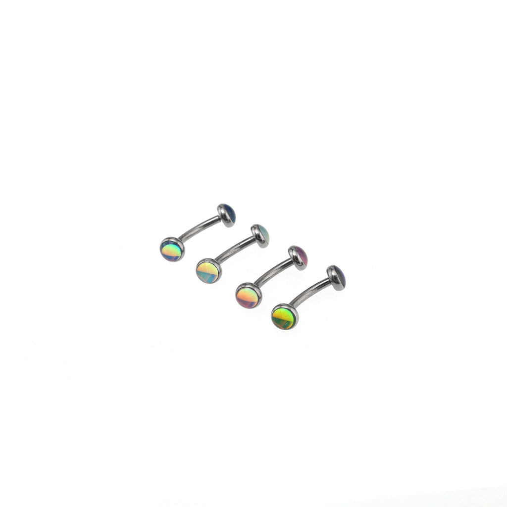 Single-End Rainbow Oil Slick Titanium Rook Jewelry