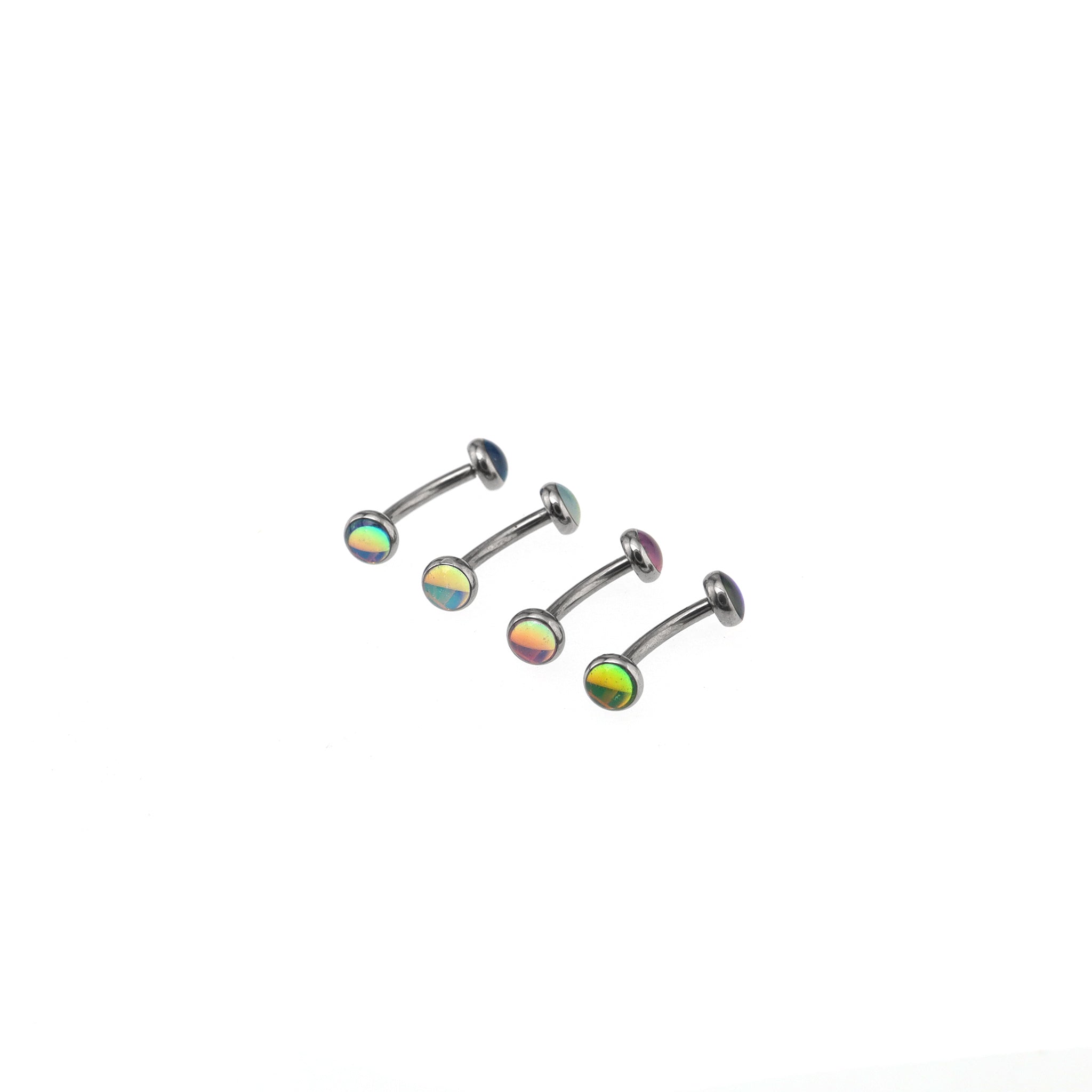 Single-End Rainbow Oil Slick Titanium Rook Jewelry