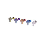 CZ Cross Internally Threaded Titanium Labret Stud