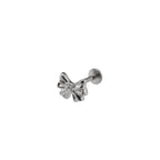 3D Engraved CZ Bow Titanium Ear Studs