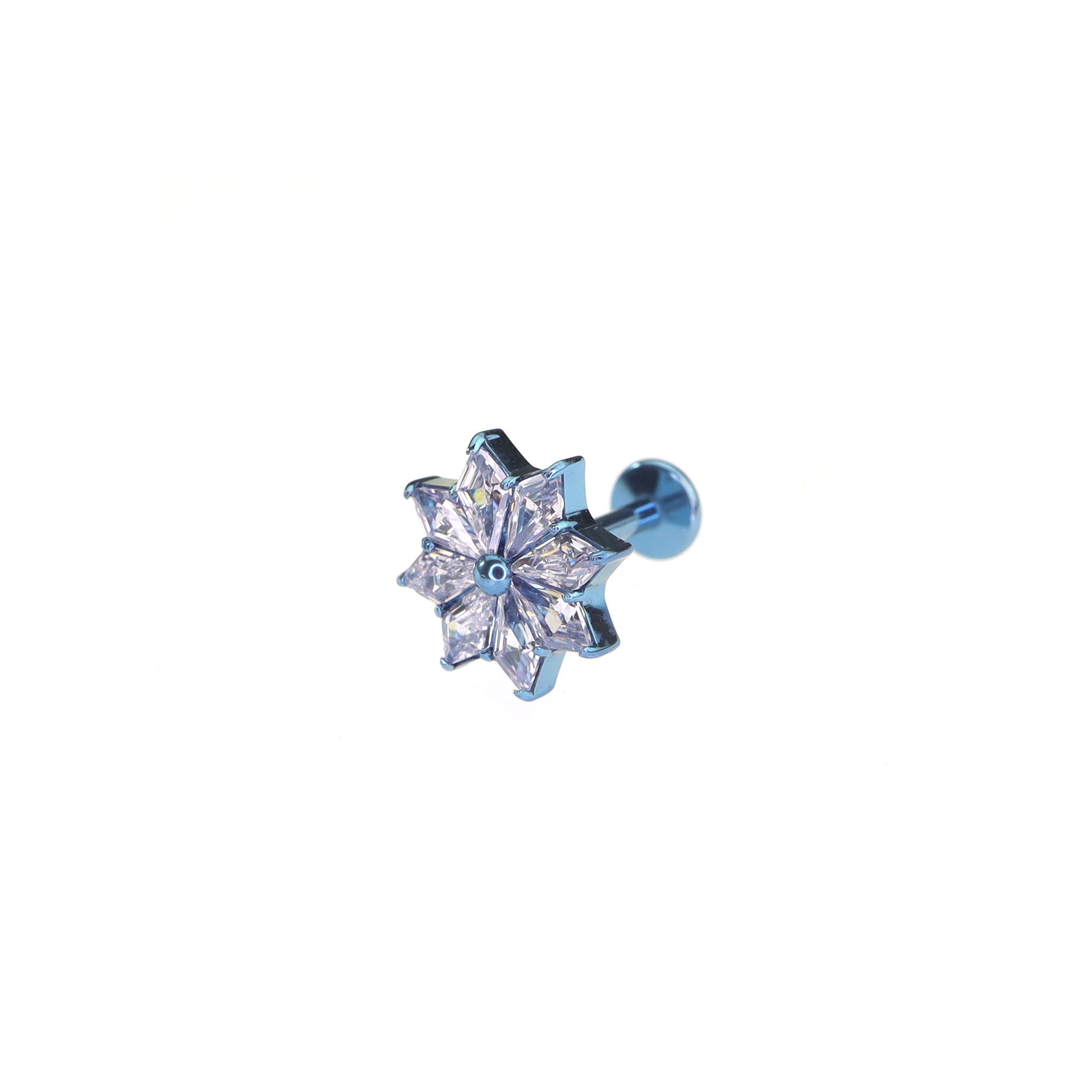 Snowflake CZ Titanium Internally Threaded Ear Studs