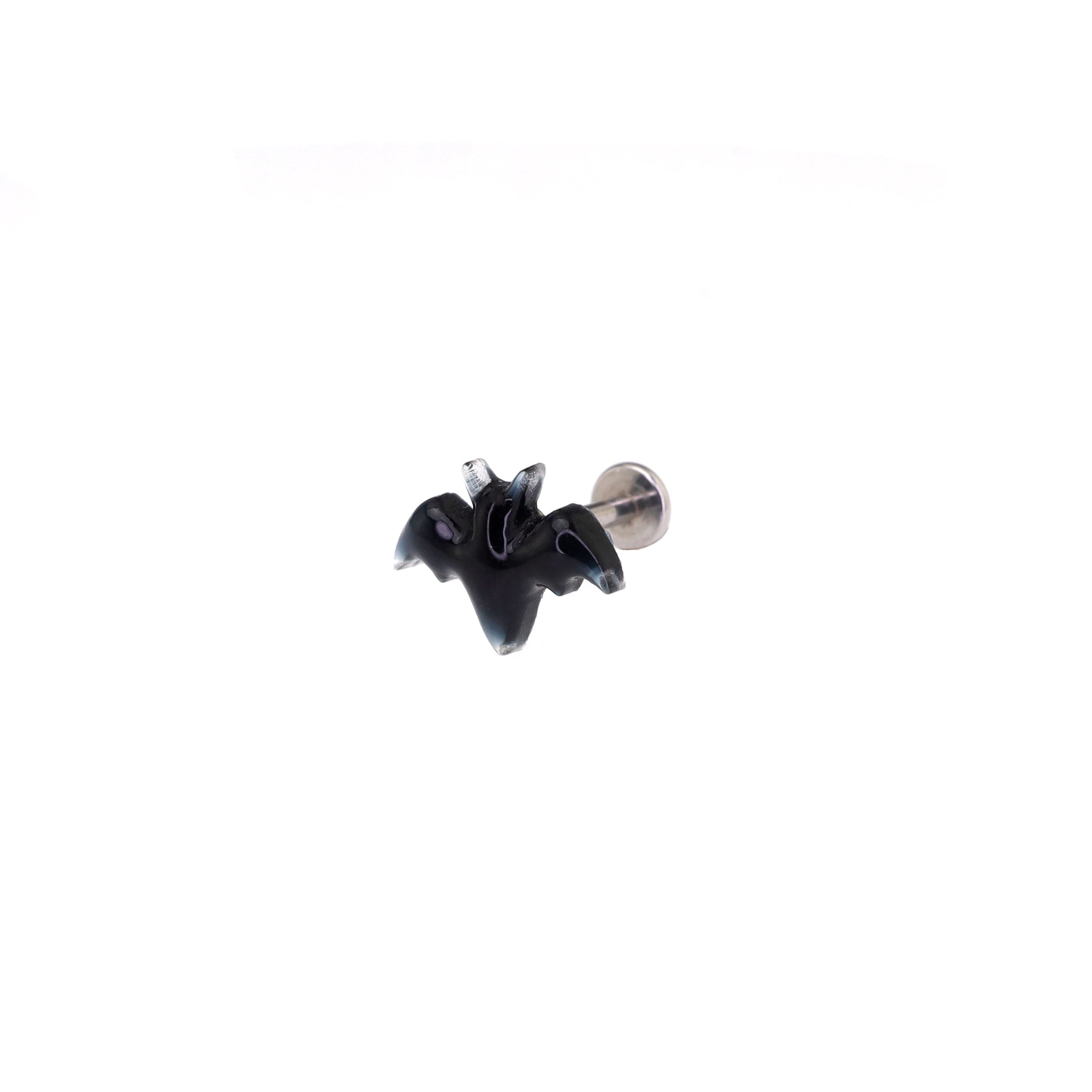 Resin Black Bat Internally Threaded Stainless Steel Lip Ring
