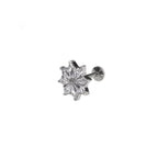 Snowflake CZ Titanium Internally Threaded Ear Studs