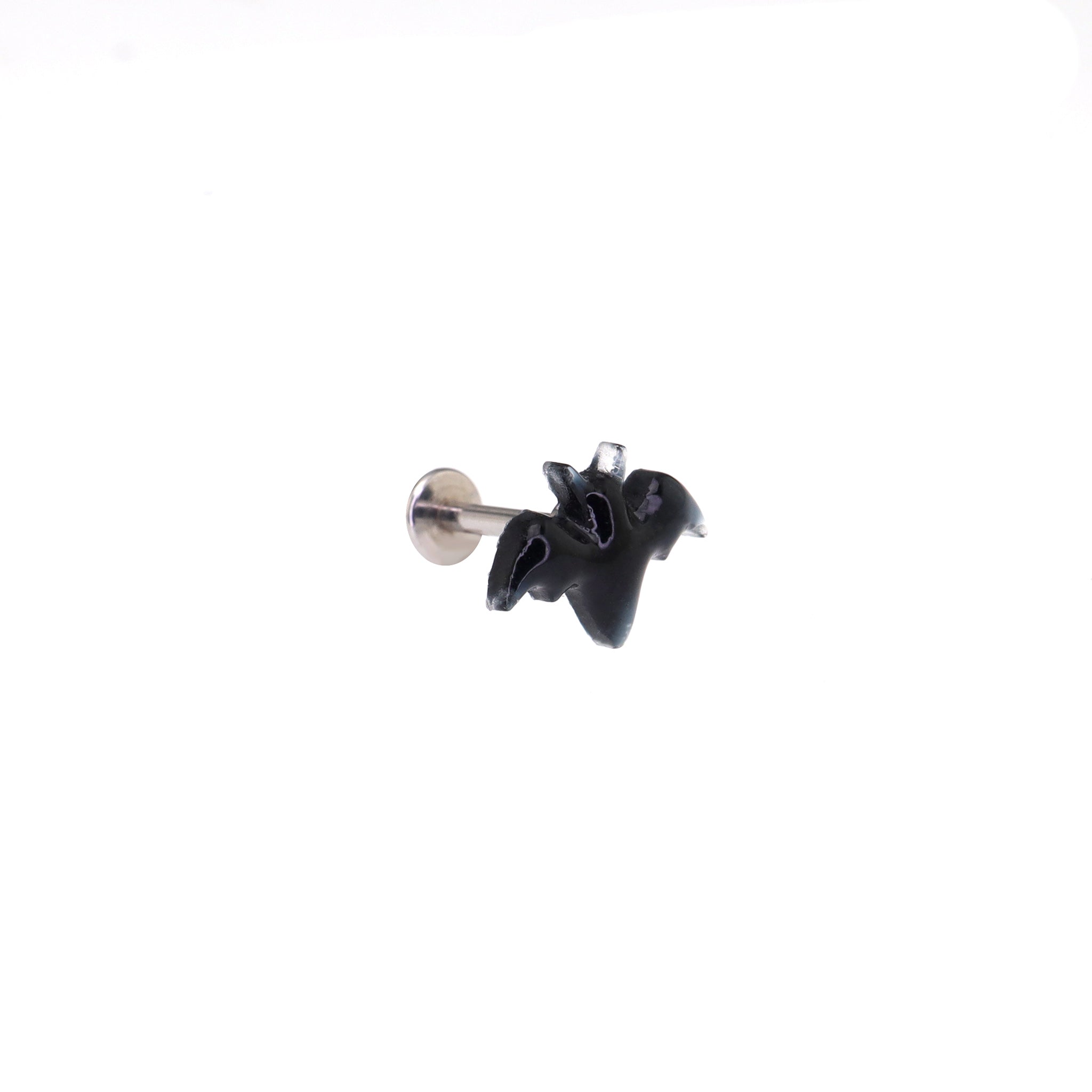 Resin Black Bat Internally Threaded Stainless Steel Lip Ring