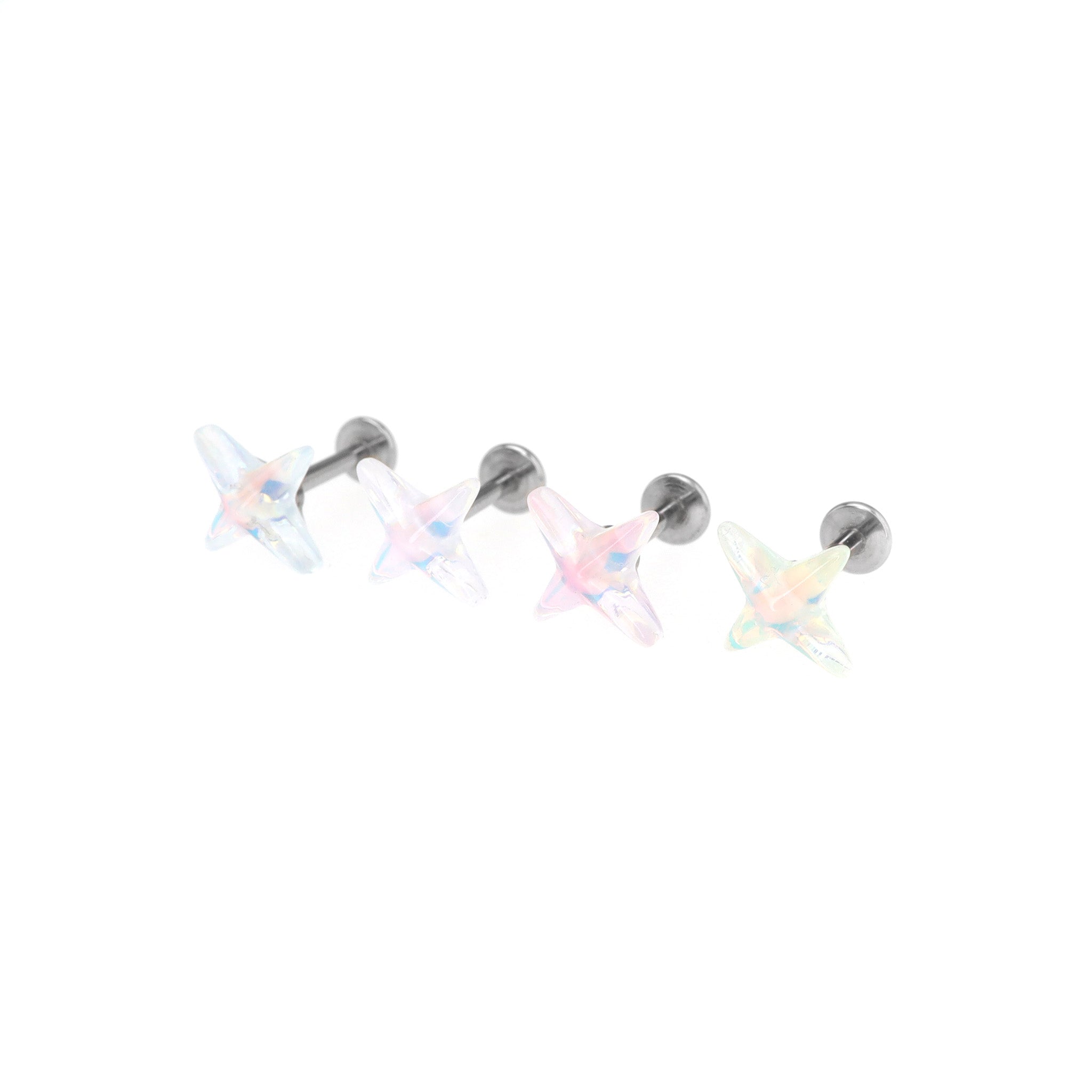 Resin Semi-Transparent Four-Point Star Stainless Steel Ear Studs