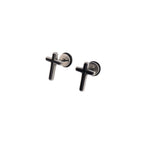 Black & White Oil Slick Cross Externally Threaded Stainless Steel Ear Studs