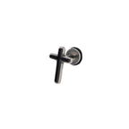 Black & White Oil Slick Cross Externally Threaded Stainless Steel Ear Studs