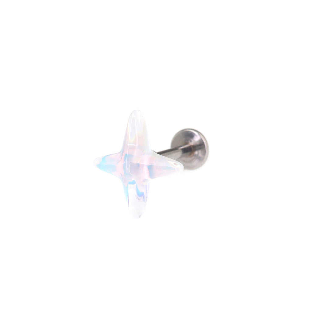 Resin Semi-Transparent Four-Point Star Stainless Steel Ear Studs