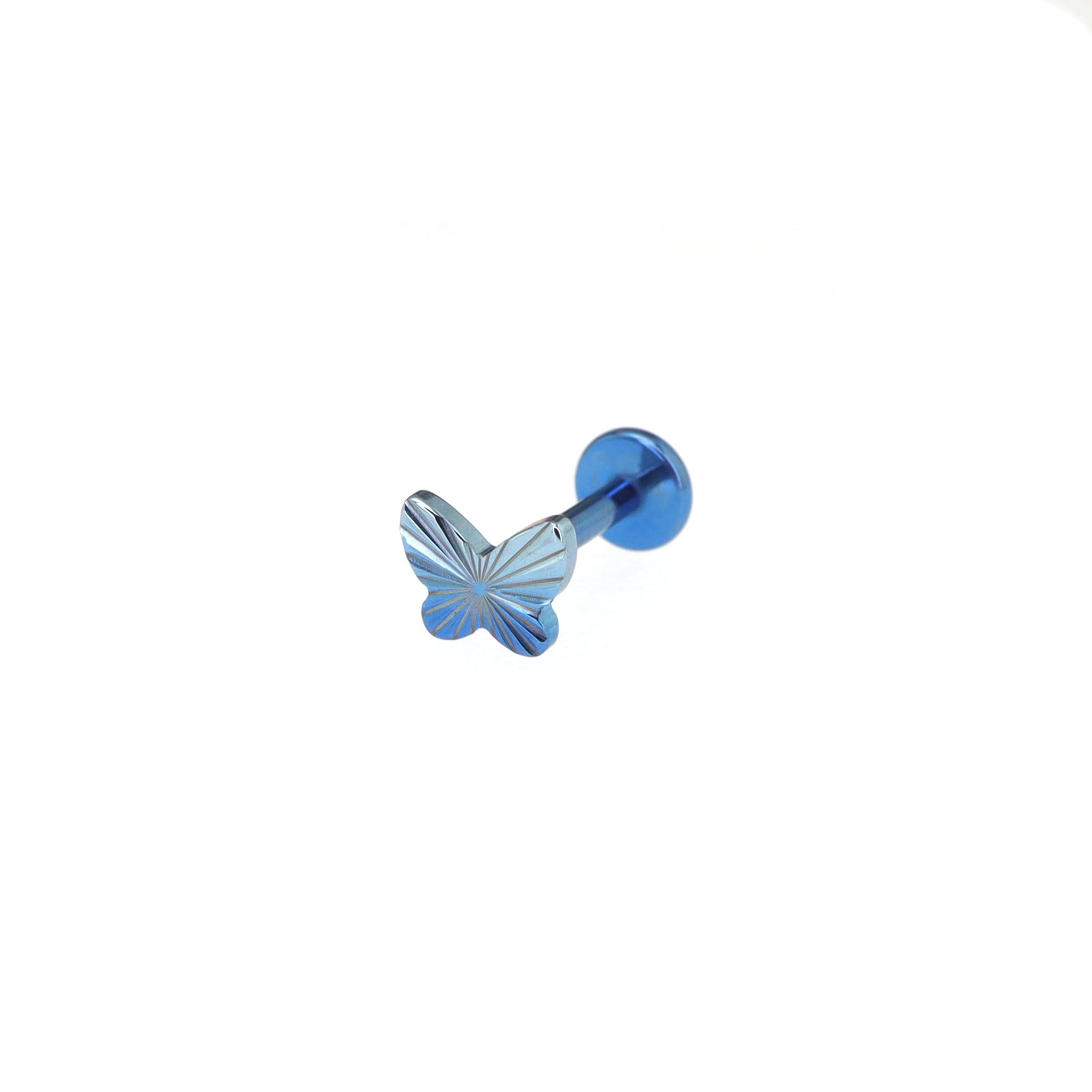 Engraved Linework Butterfly Titanium Ear Studs