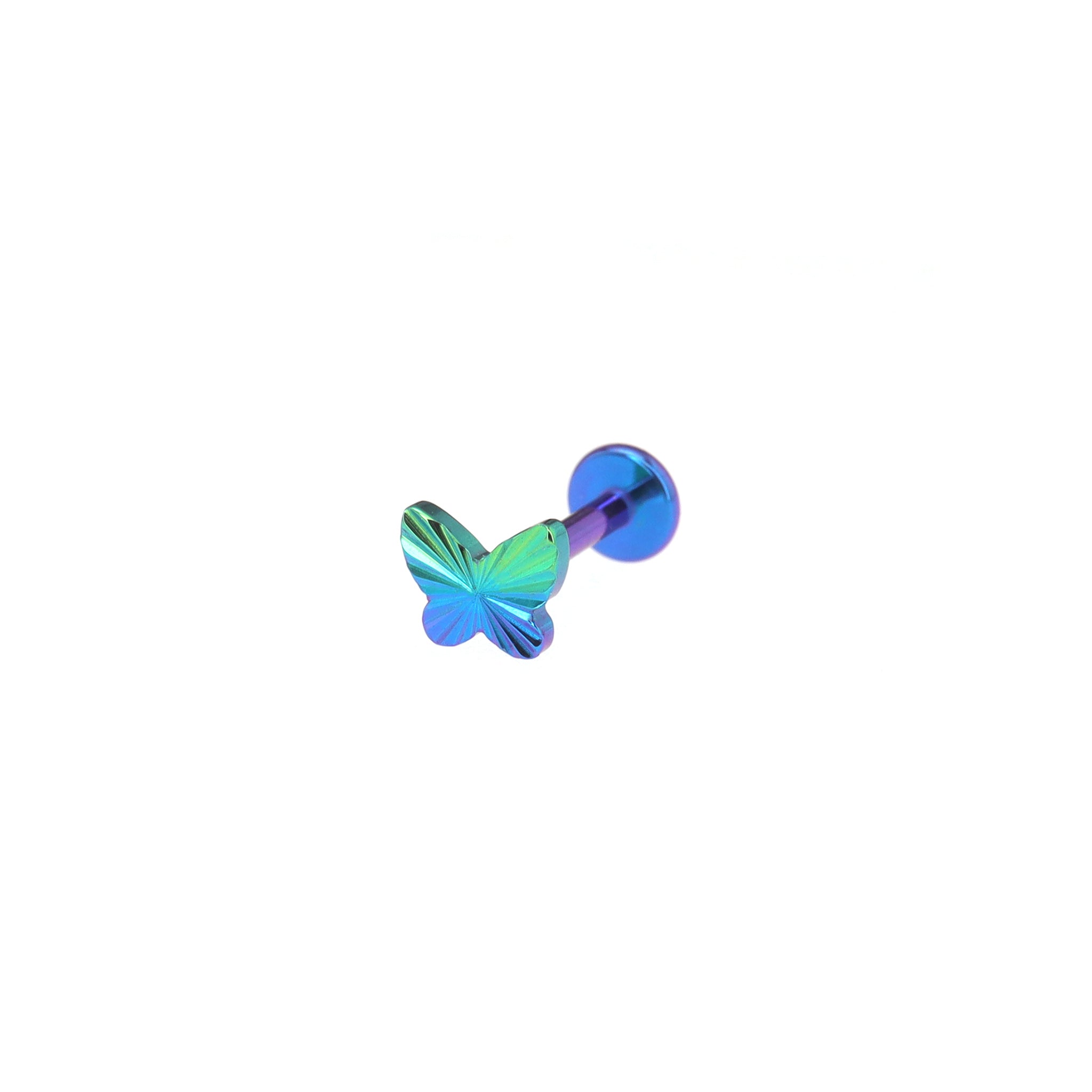 Engraved Linework Butterfly Titanium Ear Studs