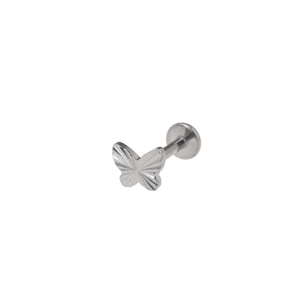 Engraved Linework Butterfly Titanium Ear Studs