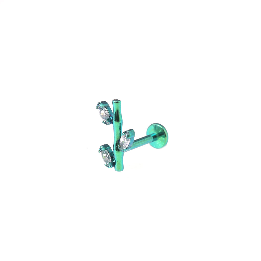 CZ Bamboo Segment Internally Threaded Titanium Studs