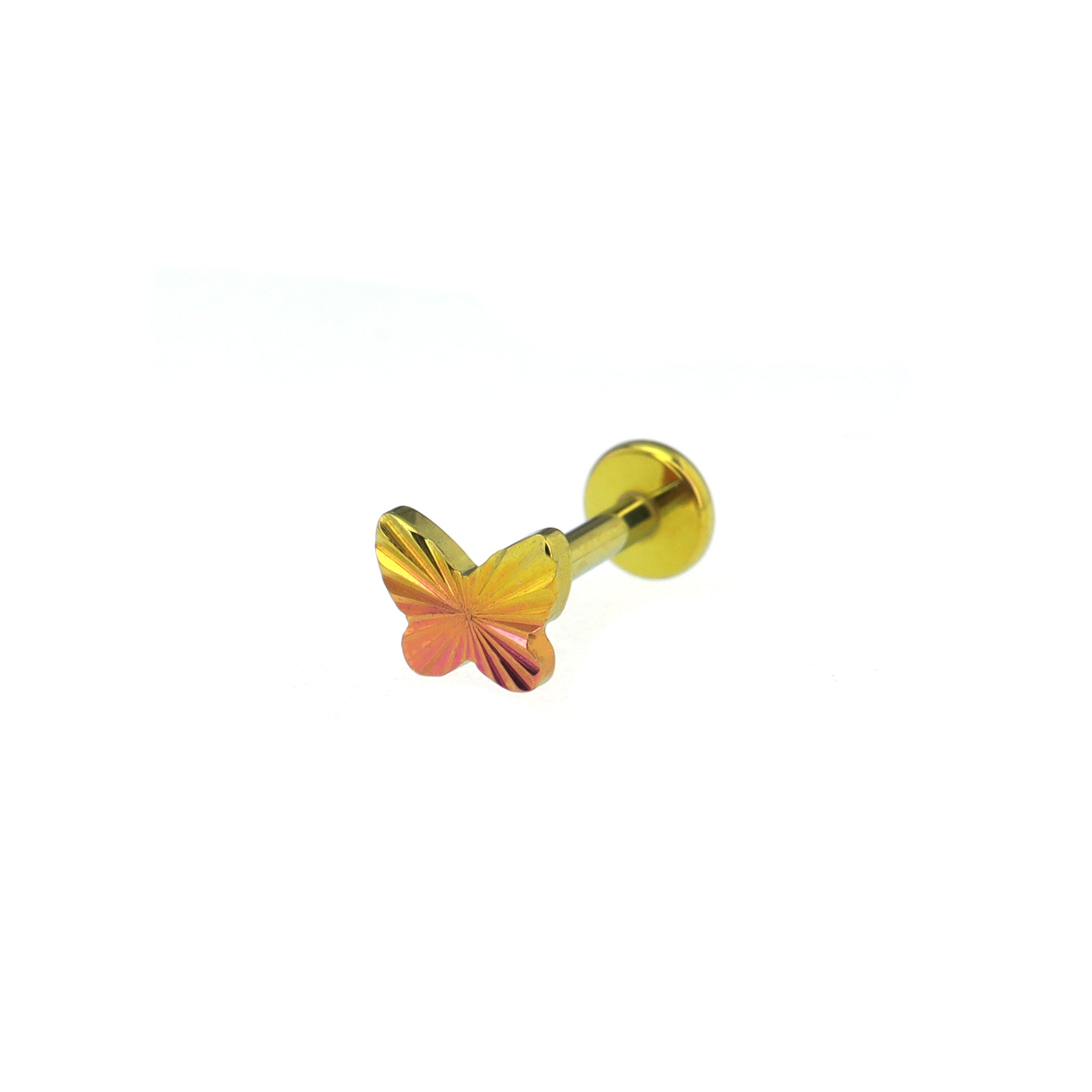 Engraved Linework Butterfly Titanium Ear Studs