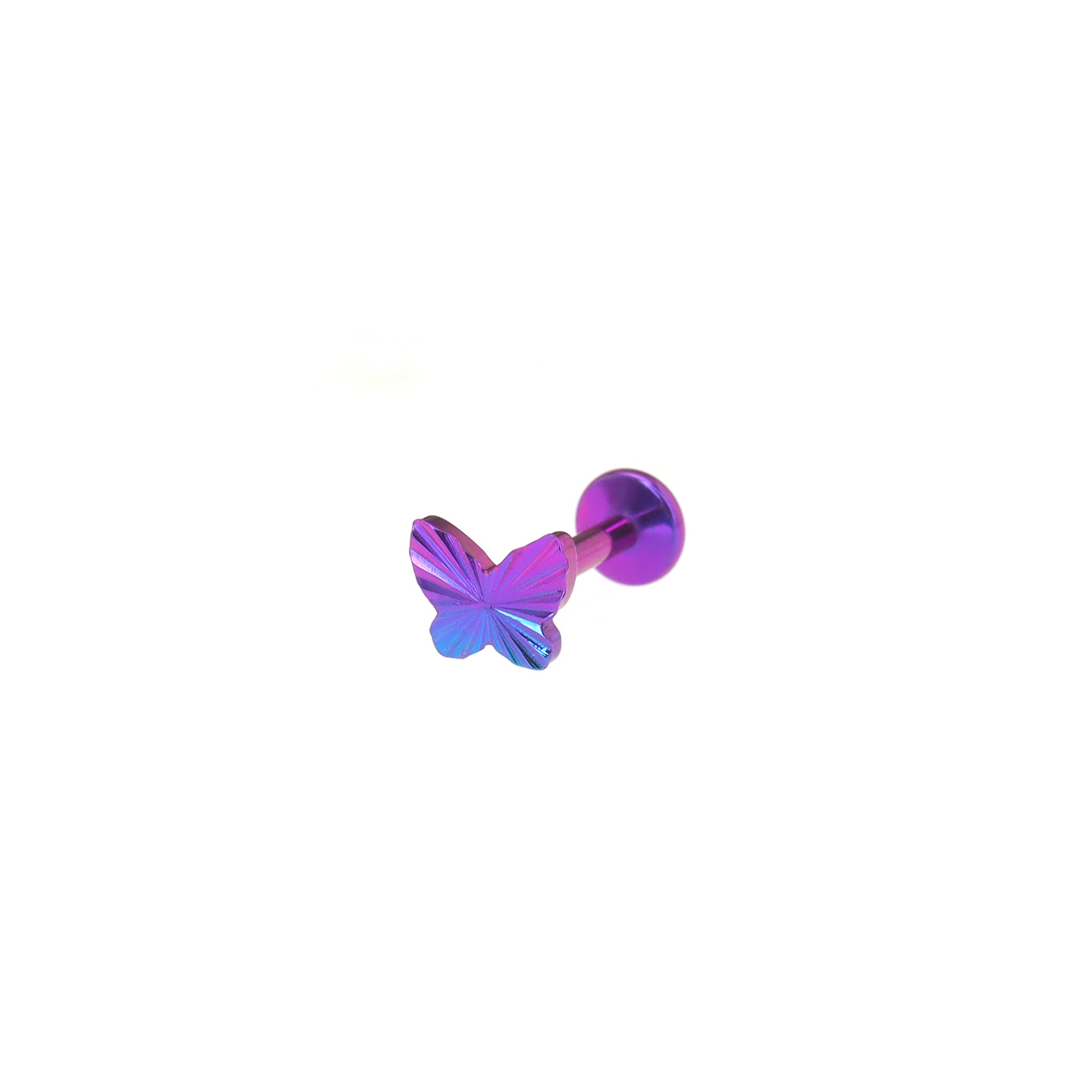 Engraved Linework Butterfly Titanium Ear Studs