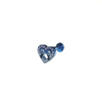 Heart Bow CZ Internally Threaded Titanium Ear Studs