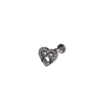 Heart Bow CZ Internally Threaded Titanium Ear Studs