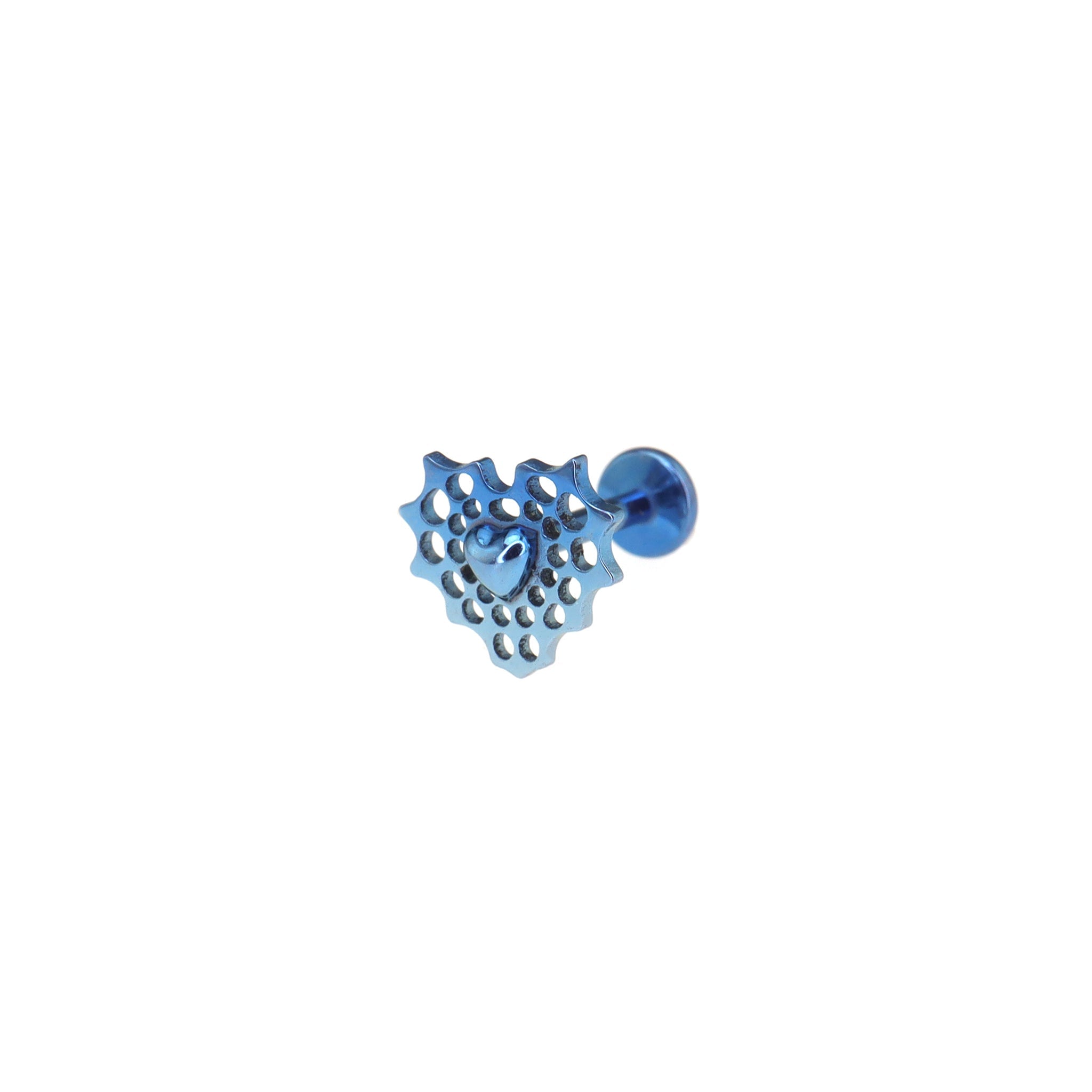 Openwork Spider Web Heart Titanium Ear Studs