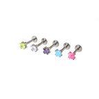 Square CZ Titanium Internally Threaded Labret Stud
