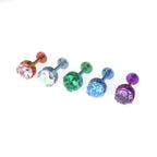 Wave Bezel-Set CZ Titanium Ear Studs