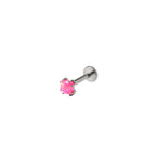 Square CZ Titanium Internally Threaded Labret Stud