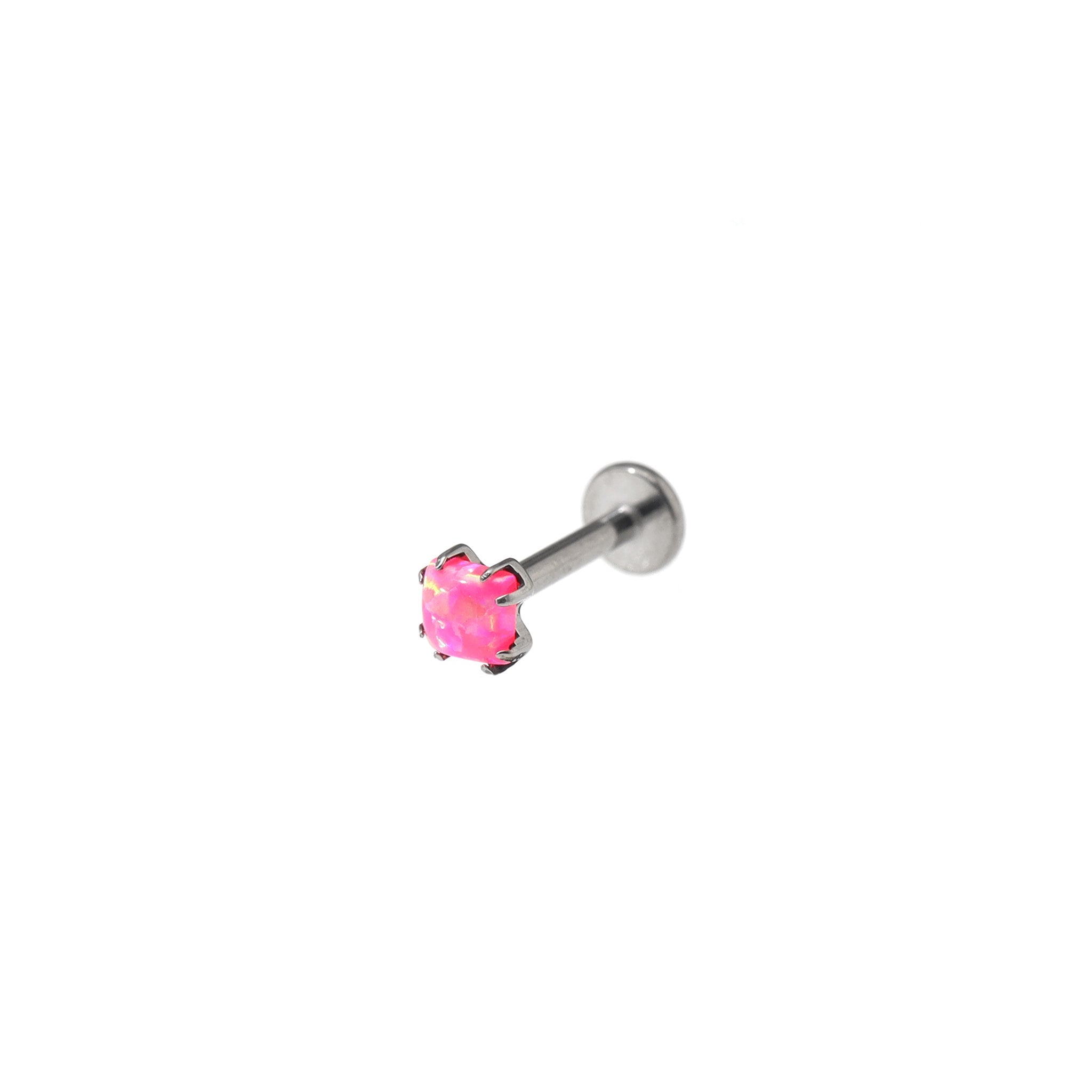 Square CZ Titanium Internally Threaded Labret Stud