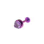 Wave Bezel-Set CZ Titanium Ear Studs