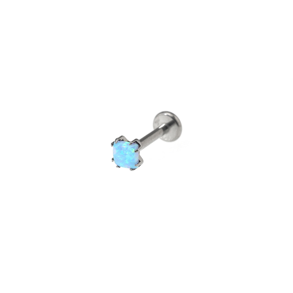 Square CZ Titanium Internally Threaded Labret Stud