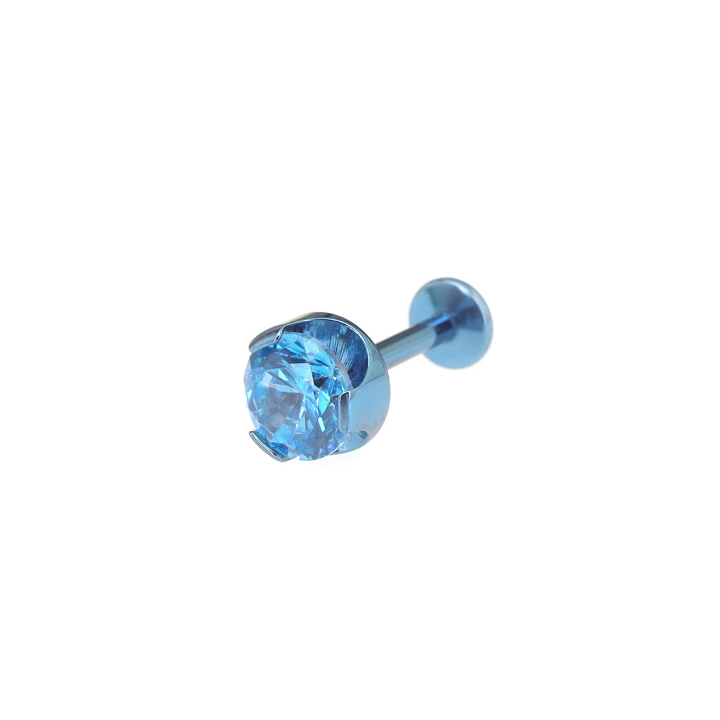 Wave Bezel-Set CZ Titanium Ear Studs