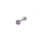 Square CZ Titanium Internally Threaded Labret Stud
