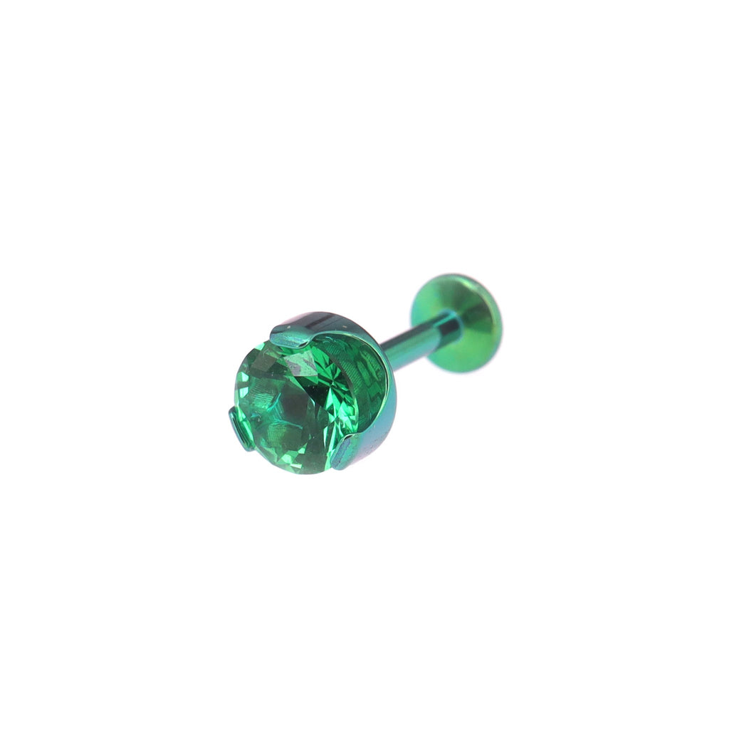 Wave Bezel-Set CZ Titanium Ear Studs