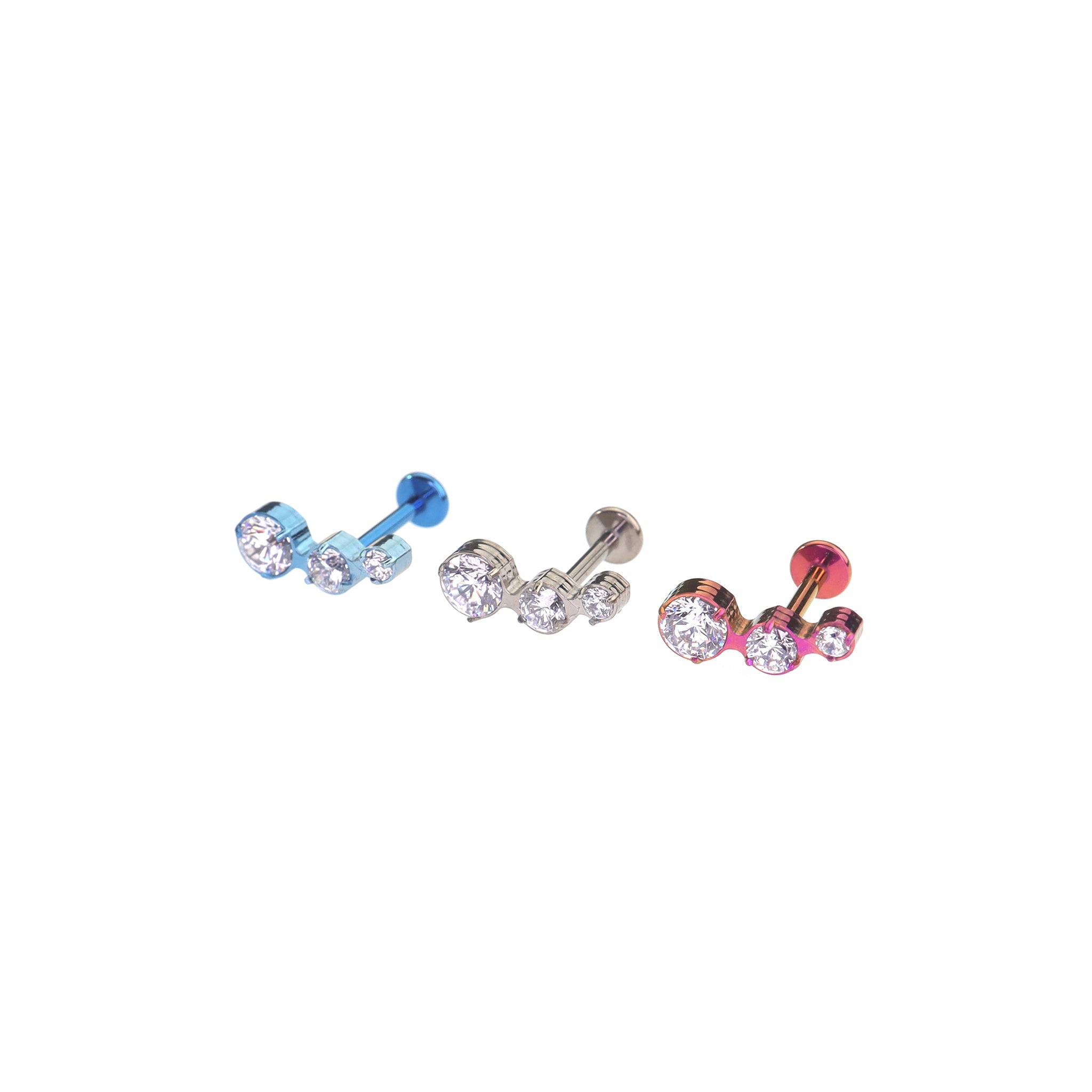 Gradient Triple CZ Circle Titanium Ear Studs