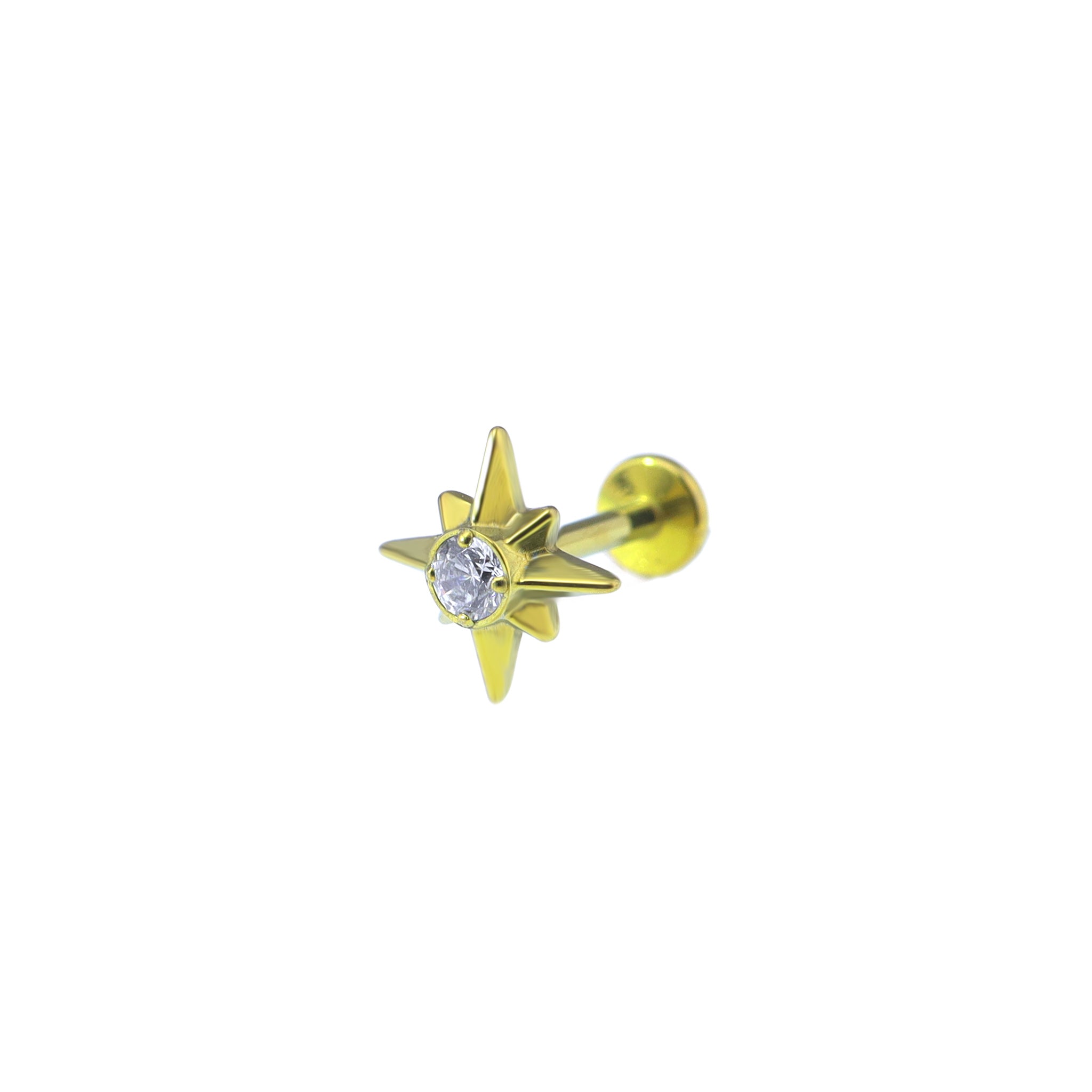 3D Octagram CZ Titanium Ear Studs
