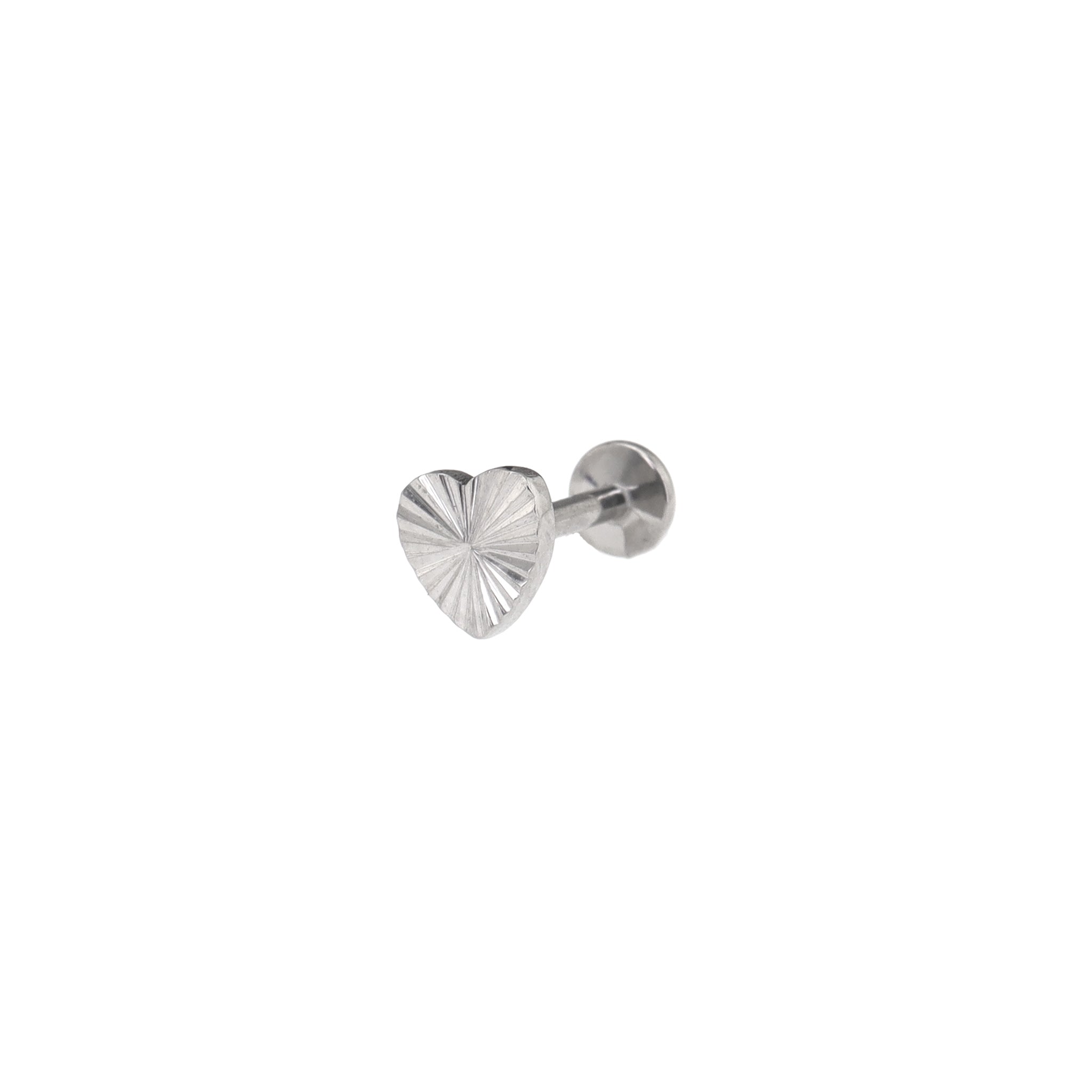 Engraved Linework Heart Titanium Lip Ring