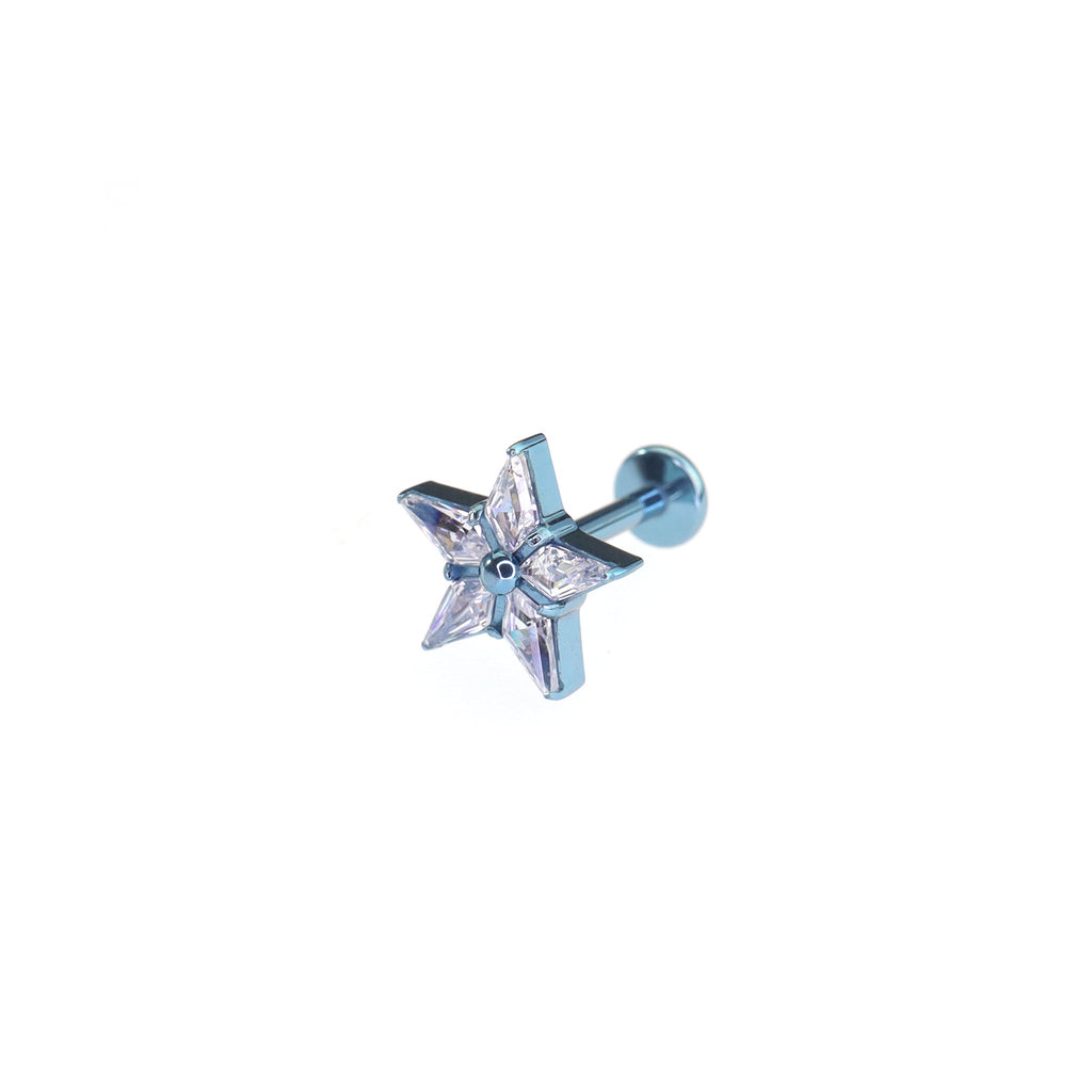 Pentagram CZ Titanium Ear Studs