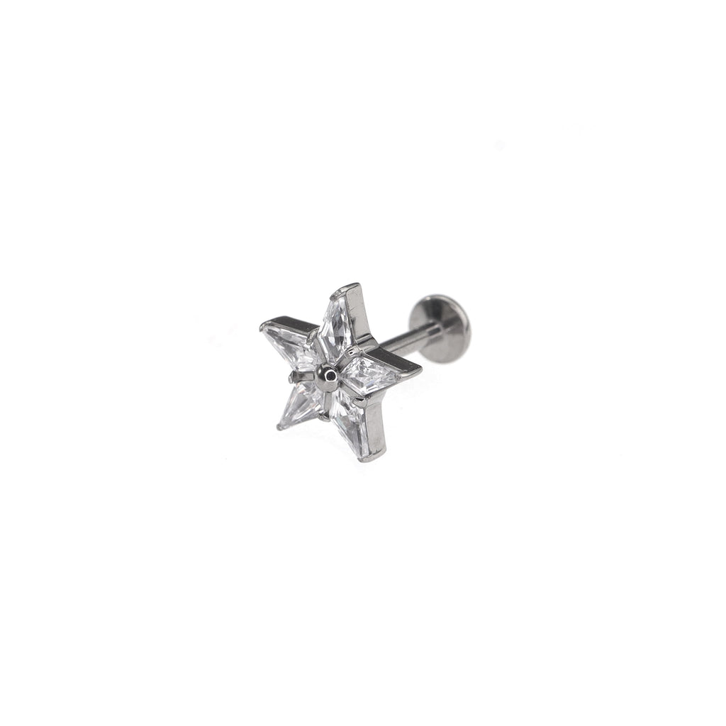 Pentagram CZ Titanium Ear Studs