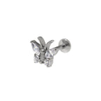 Rainbow CZ Butterfly Internally Threaded Titanium Ear Studs
