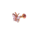 Rainbow CZ Butterfly Internally Threaded Titanium Ear Studs