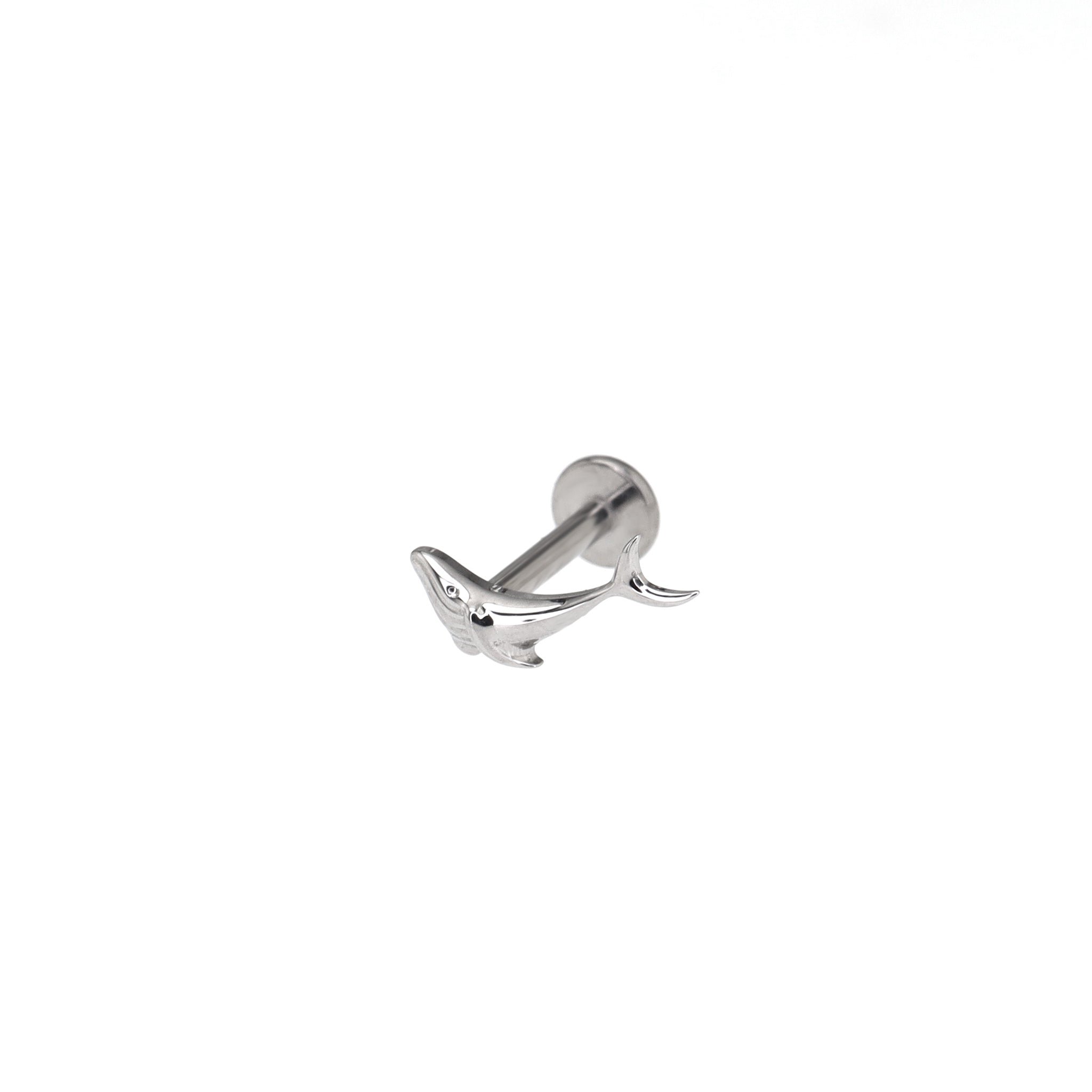 Engraved Whale Internally Threaded Titanium Ear Studs