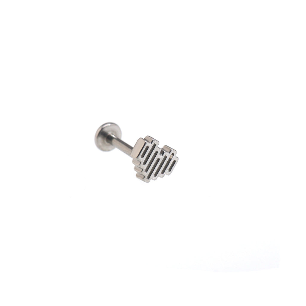 Engraved Heart Internally Threaded Stainless Steel Ear Studs