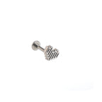 Engraved Heart Internally Threaded Stainless Steel Ear Studs