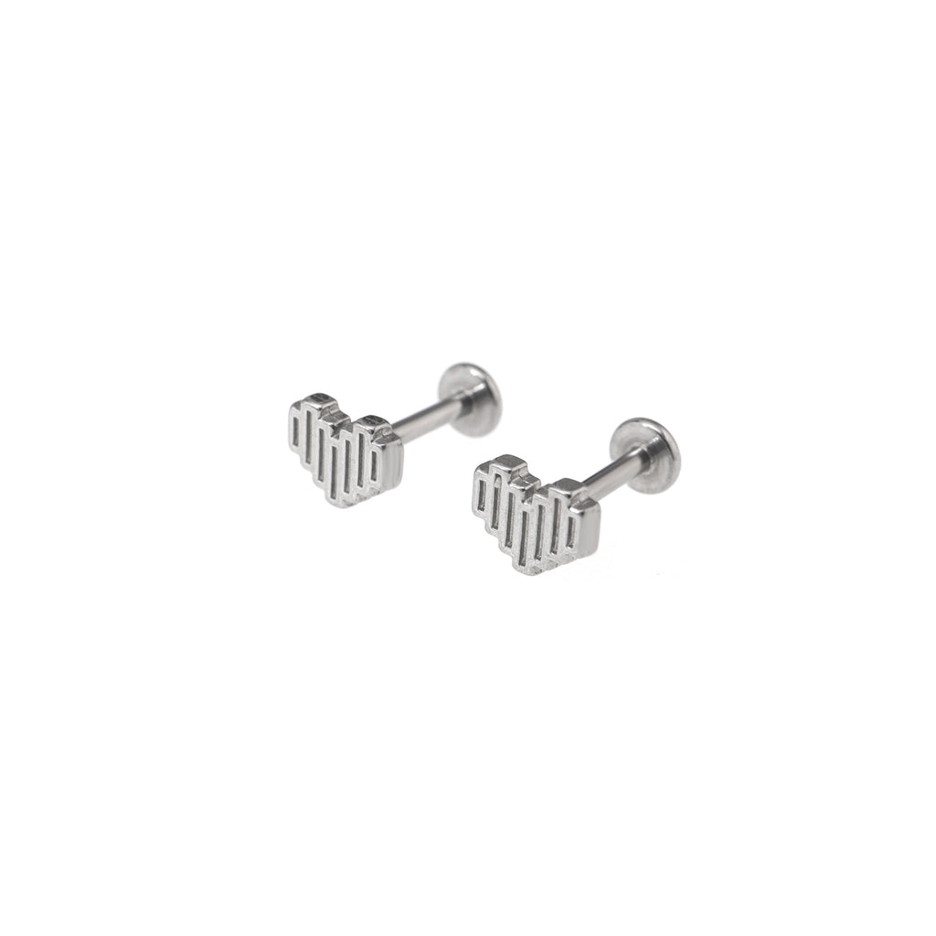 Engraved Heart Internally Threaded Stainless Steel Ear Studs