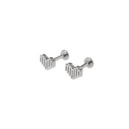 Engraved Heart Internally Threaded Stainless Steel Ear Studs