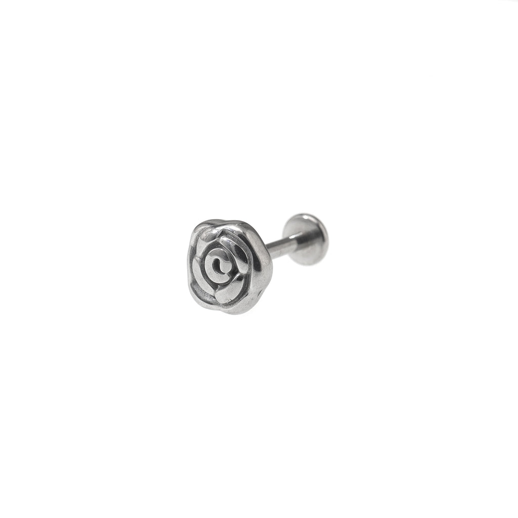 Rose Internally Threaded Stainless Steel Ear Studs